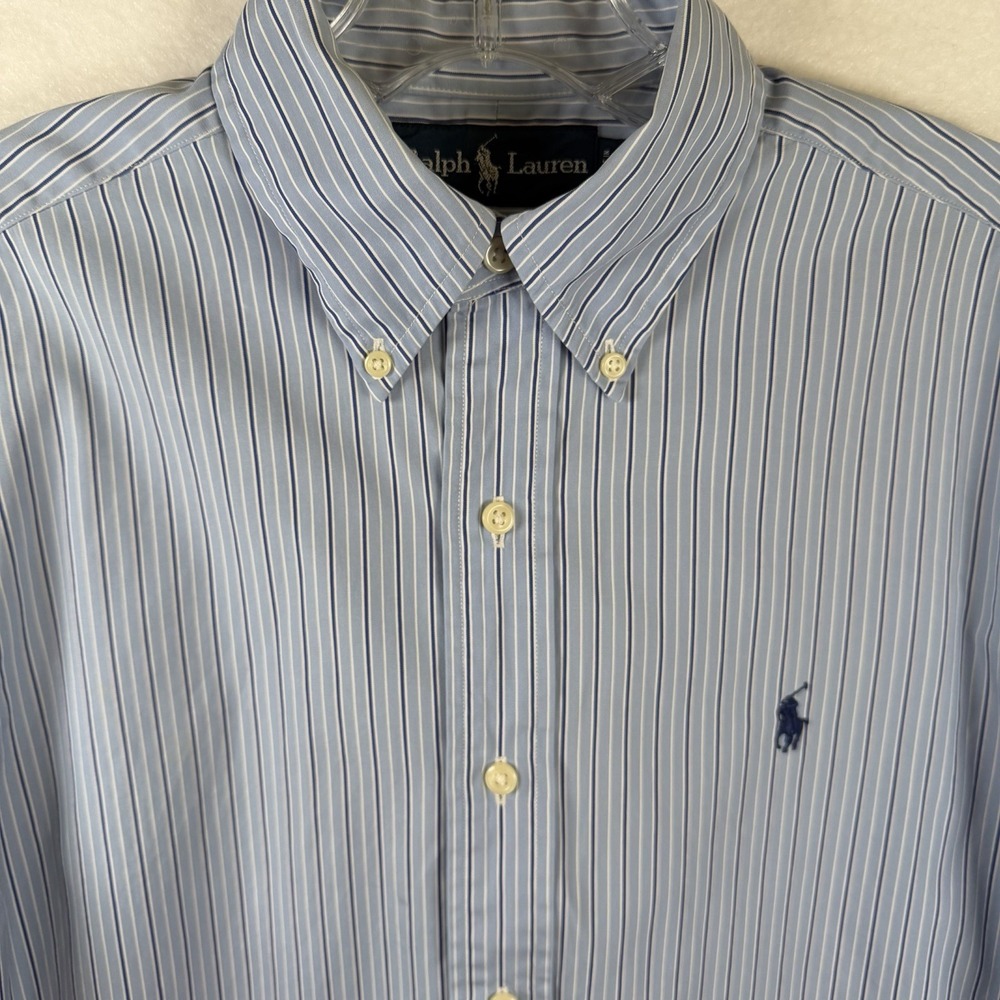 Ralph Lauren Mens Classic Fit Button Up Blue/Navy Stripes Preppy Corporate‎ Sz S